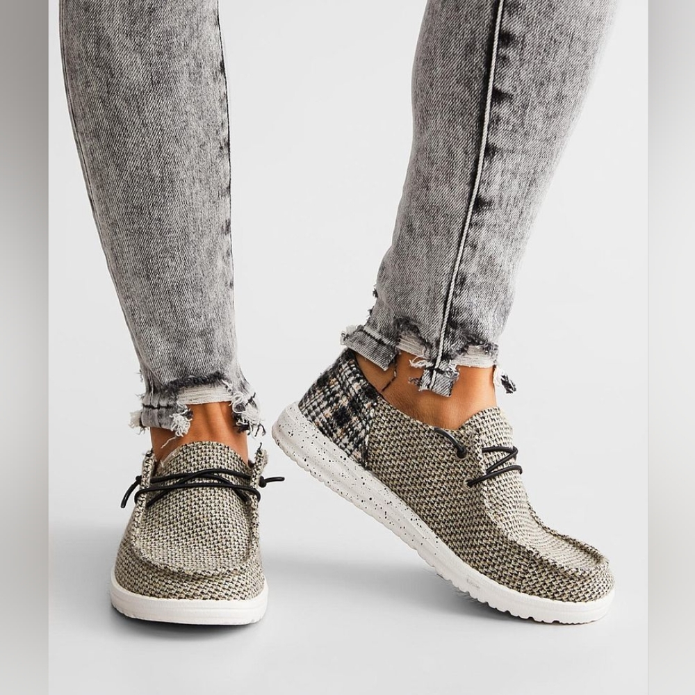 NEW! Hey Dude Wendy Funk Brown Tweed Shoes
